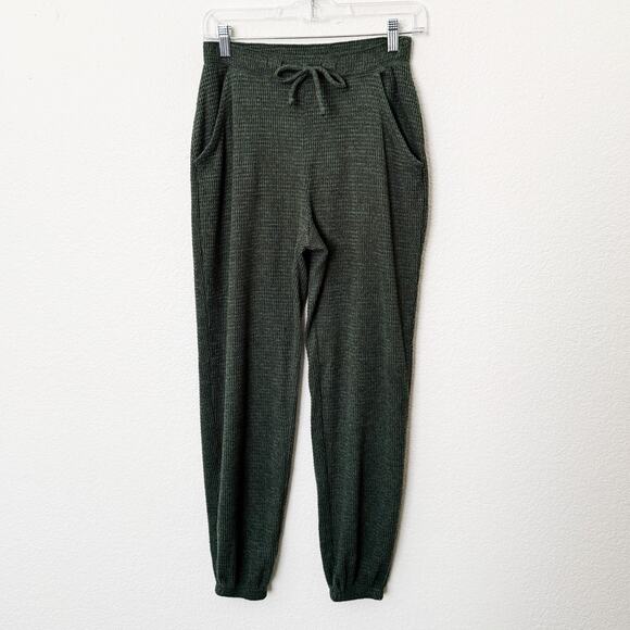 [Gilly Hicks] Forest Green Waffle Knit Thermal Jogger Lounge Pants Size Small S - Picture 1 of 9